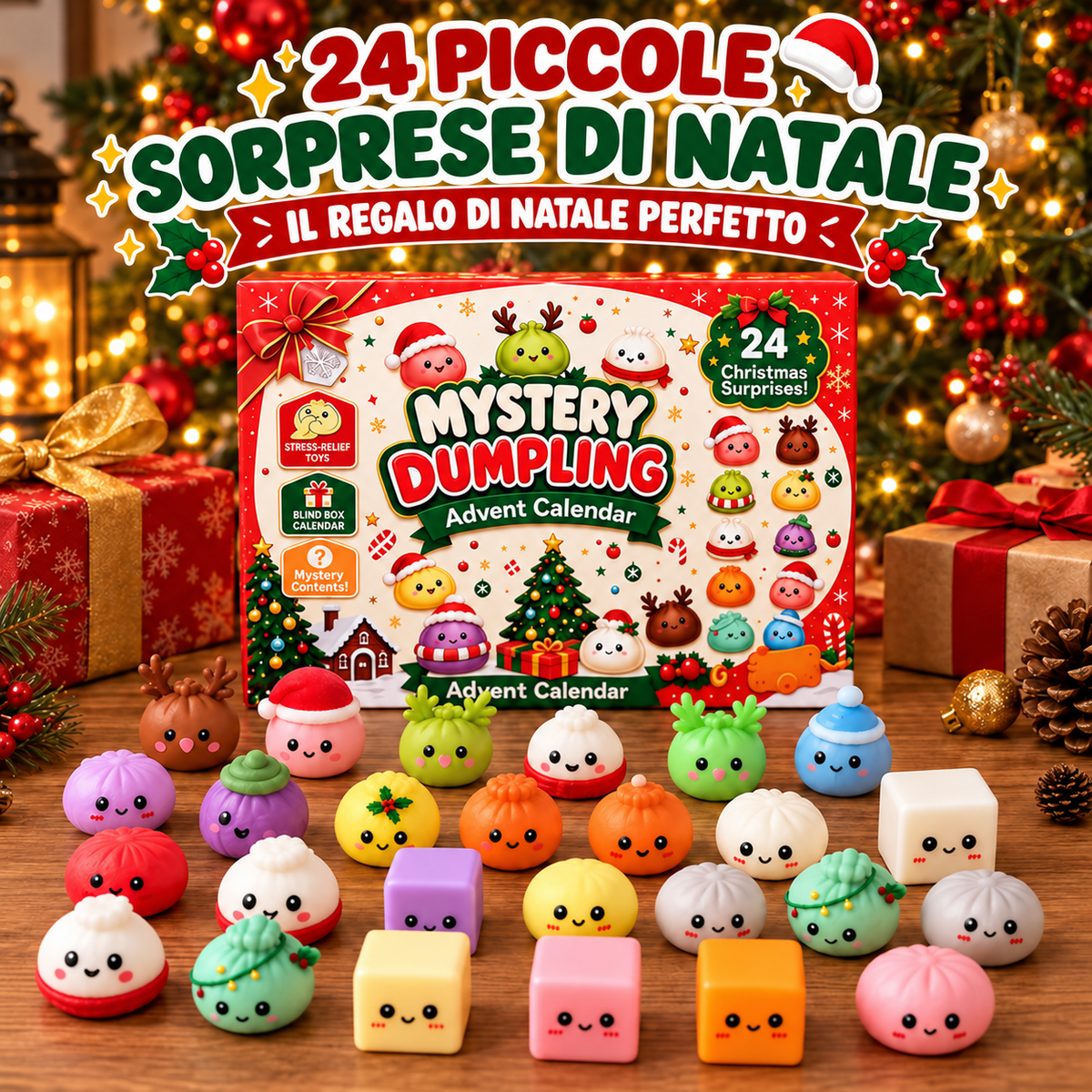 Calendario dell’Avvento Mystery Dumpling – 24 Squishy a Sorpresa